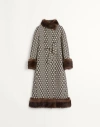 Valentino Wool Faux-fur-trim Coat In Schwarz/elfenbein