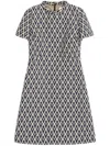 Valentino Womens Notte Crema Monogram-pattern Wool-jacquard Mini Dress In Neutrals