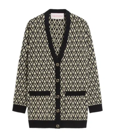 VALENTINO VALENTINO MONOGRAM V-NECK BUTTON-UP CARDIGAN