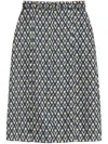 Valentino Toute La V Midi Skirt In Blue