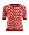 Valentino Toute La V-pattern Short-sleeved Knit Top In Red