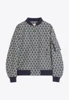 Valentino Toute La V Print Bomber Jacket In Navy