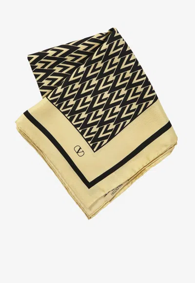 Valentino Garavani Toute La V Print Silk Scarf In White