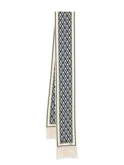 Valentino Toute La V Scarf In Neutrals