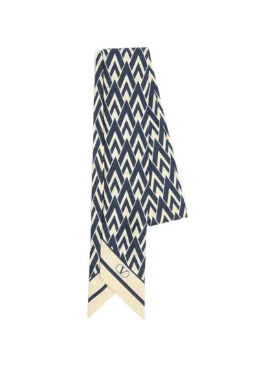 Valentino Toute La V Silk Bandeau Scarf In Blue