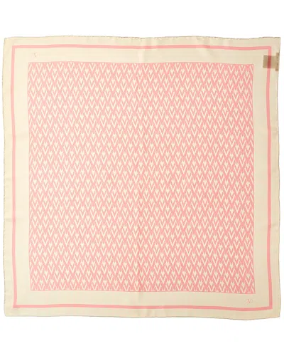 Valentino Toute La V Silk Scarf In Pink