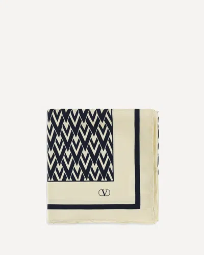 Valentino Toute La V Silk Scarf In White