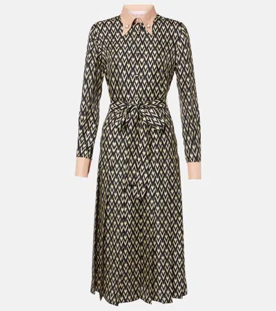 VALENTINO TOUTE LA V SILK TWILL SHIRT DRESS