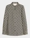Valentino Toute La V Twill Button-down Shirt In Black Cream