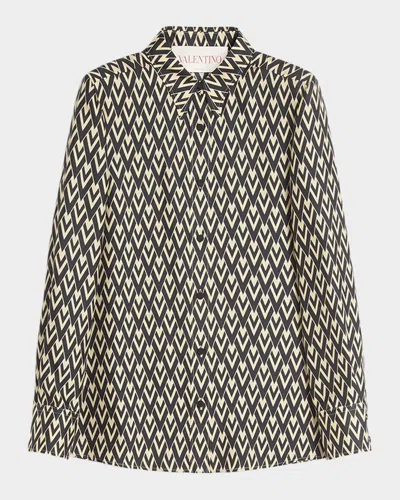 VALENTINO TOUTE LA V TWILL BUTTON-DOWN SHIRT