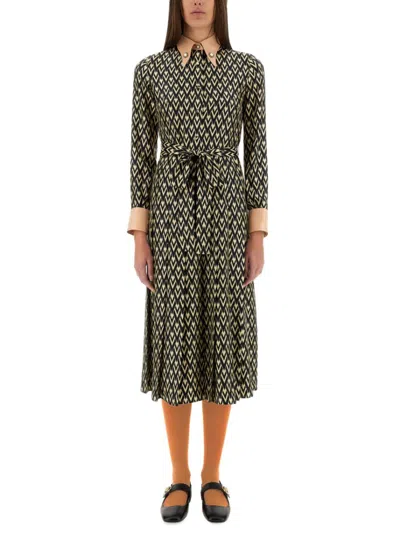 Valentino "toute La V" Twill Midi Dress
