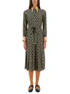 Valentino Toute La V Twill Midi Dress In Black
