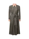 Valentino Embellished Belted Printed Silk-twill Midi Shirt Dress In Black, Cream