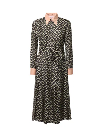 VALENTINO TOUTE LA V TWILL MIDI DRESS
