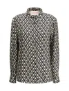 Valentino Toute La V Twill Shirt In Nero/crema