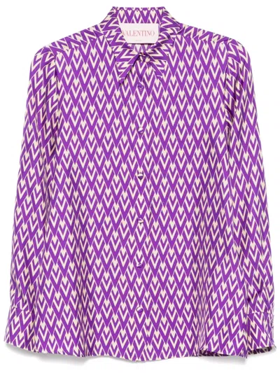 Valentino Toute La V Twill Shirt In Purple