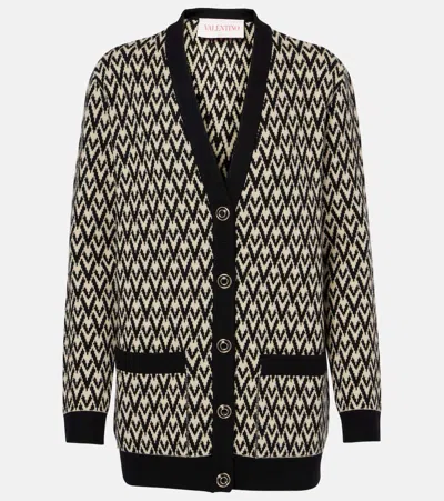 VALENTINO TOUTE LA V VIRGIN WOOL JACQUARD CARDIGAN