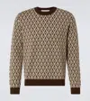 Valentino Monogrammed-intarsia Wool Jumper In Brown