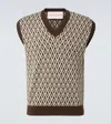Valentino Toute La V Virgin Wool Sweater Vest In Brown
