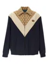 Valentino Wool And Cotton Jacket With Chevron Pattern In Blue