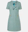 Valentino Toute La V Wool Jacquard Minidress In Green