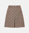 Valentino Toute La V Wool Jacquard Miniskirt In Brown