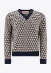 Valentino Wool Jumper With Toute La V Jacquard Pattern