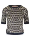Valentino Garavani Toute La V Jacquard Virgin Wool Sweater In Blue
