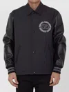 Valentino Track Jacket With Leather Sleeves And Patches In Black