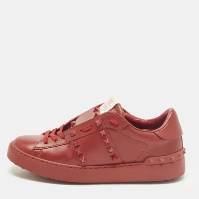 Pre-owned Valentino Garavani Trainers Size 38 Red Leather Lace Up Sneakers
