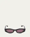 Valentino Tre Acetate & Titanium Cat-eye Sunglasses In Translucent Black Swirl
