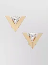 Valentino Triangular Crystal Metal Stud Earrings In Gold