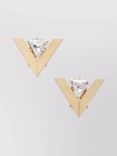 VALENTINO GARAVANI TRIANGULAR CRYSTAL METAL STUD EARRINGS