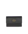 Valentino Garavani Leather Wallet With Logo Plaque In Black
