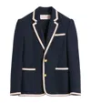 Valentino Blue Jersey Blazer With Torchon Piping In Navy