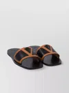 Valentino Trimmed Flat Sole Sandals With Open Square Toe