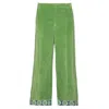 Valentino Garavani Velvet Trousers With Jacquard Hem In Green