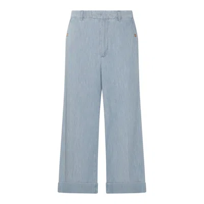 Valentino Trousers Blue And Green In Gray