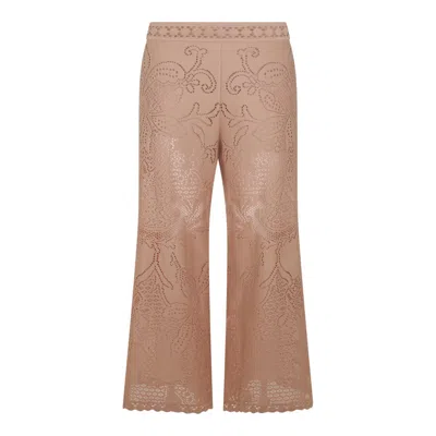 Valentino Floral Patterned High Waist Trousers In Poudre