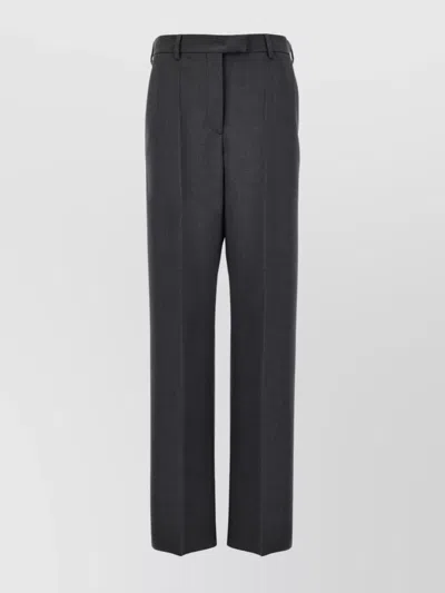 Valentino Trousers Wide-leg With Front Crease Belt Loops Back Pockets In Gray