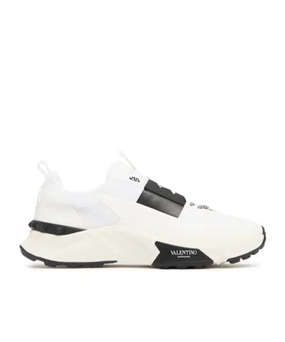Valentino Garavani Two-tone Fabric And Mesh True Act Sneakers In White