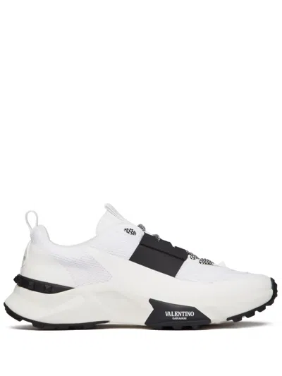 Valentino Garavani Two-tone Fabric And Mesh True Act Sneakers In White