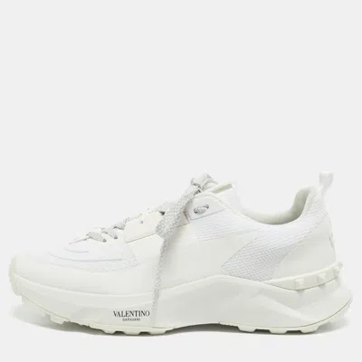 Pre-owned Valentino Garavani True Act Size 43.5 White Mesh Lace Up Sneakers