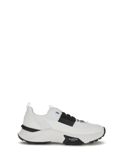 Valentino Garavani Two-tone Fabric And Mesh True Act Sneakers In White