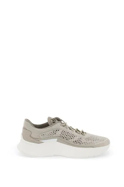 Valentino Garavani True Actress Trainers In Mesh And Leather In Beige