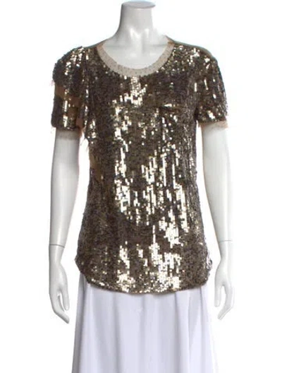 Pre-owned Valentino T-shirt Couture Crew Neck Top In Green