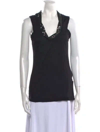 Pre-owned Valentino T-shirt Couture V-neck Top In Black
