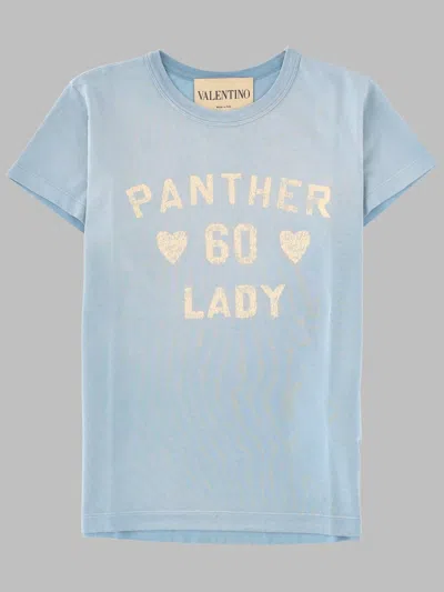 Valentino Garavani Panther Lady Print Cotton T-shirt In Blue