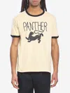 Valentino Garavani Butter-colored T-shirt With Panther Print In Multi
