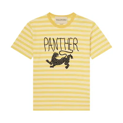Pre-owned Valentino T-shirt Jersey Panther 'giallo/burro' | Yellow | Men's Size Xl